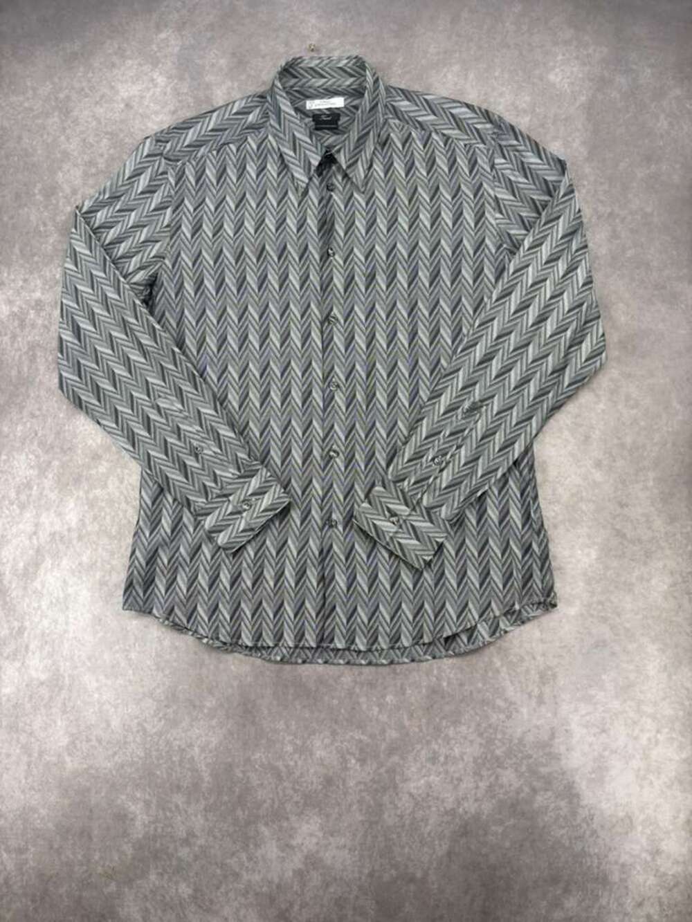 Versace Collection Trend Herringbone Men’s Dress Shirt 44 17.5
